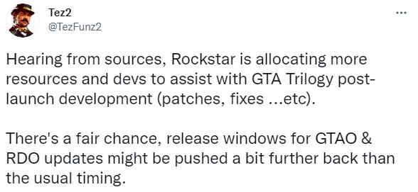 传闻：R星分配更多资源和人手开发《GTA：三部曲-终极版》