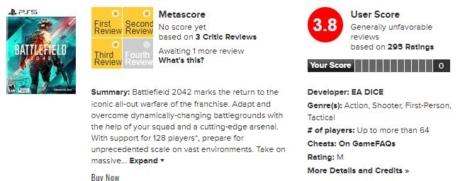 《战地2042》M站遭用户差评轰炸 玩家称这已不是战地